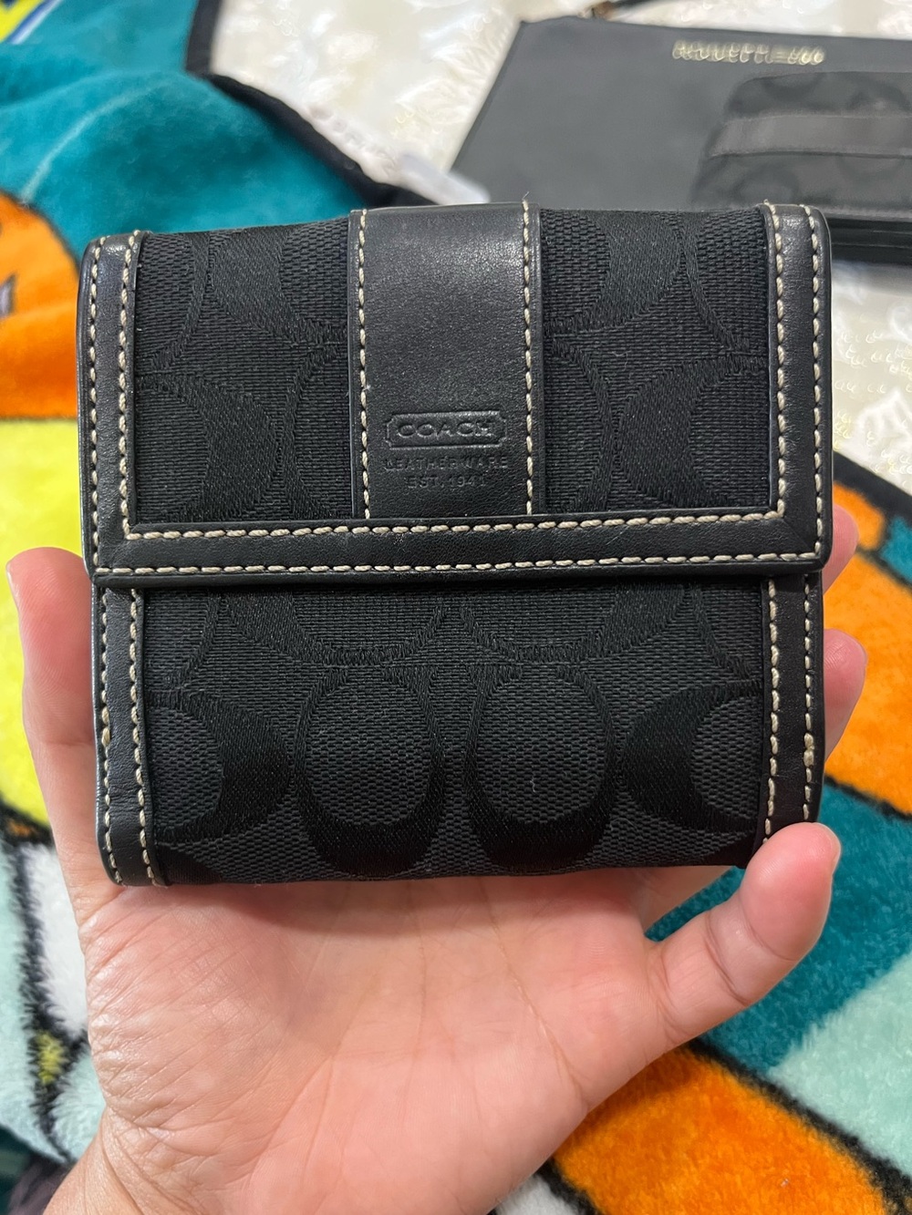 Vintage /Y2K-era Coach Signature Canvas French Wallet.